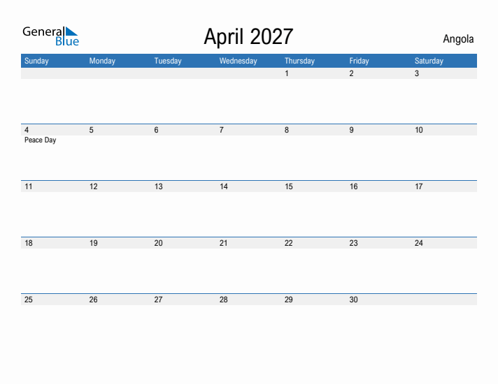 Fillable April 2027 Calendar