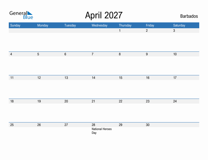 Fillable April 2027 Calendar