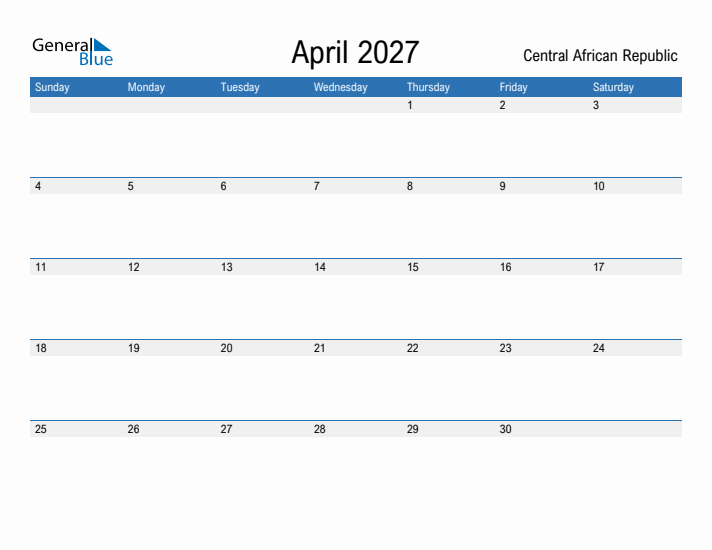 Fillable April 2027 Calendar