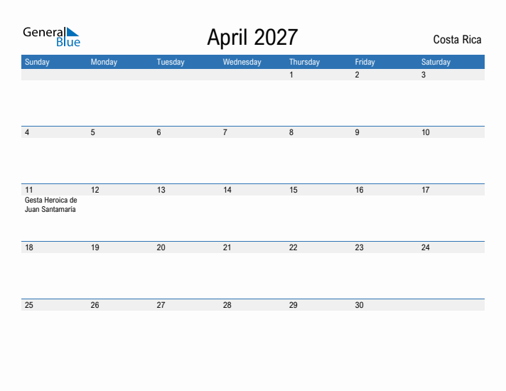 Fillable April 2027 Calendar