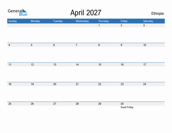 Fillable April 2027 Calendar