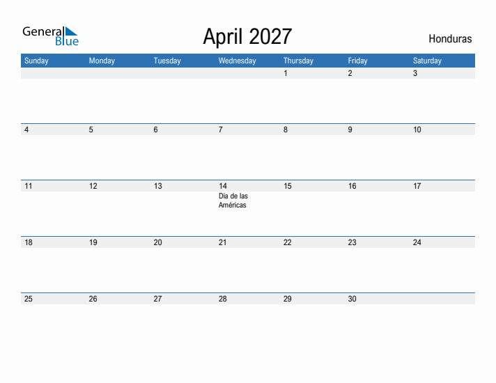 Fillable April 2027 Calendar