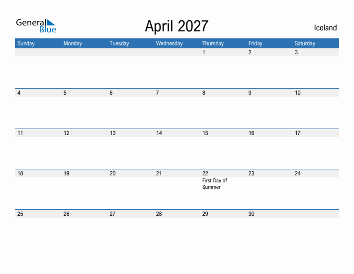 Fillable April 2027 Calendar