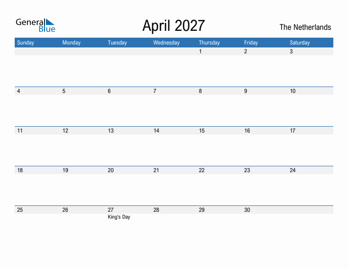 Fillable April 2027 Calendar