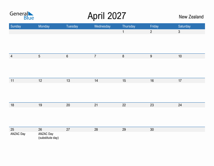 Fillable April 2027 Calendar