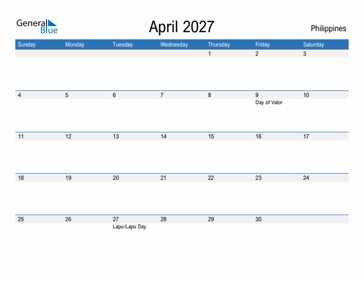 Fillable April 2027 Calendar