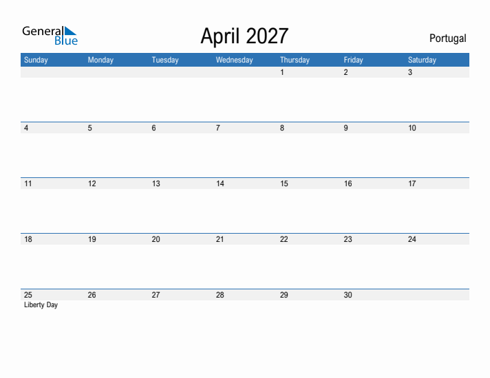 Fillable April 2027 Calendar