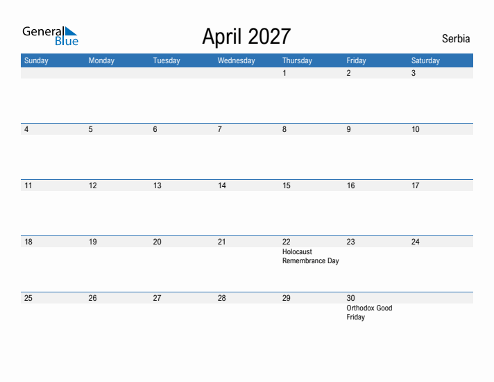 Fillable April 2027 Calendar