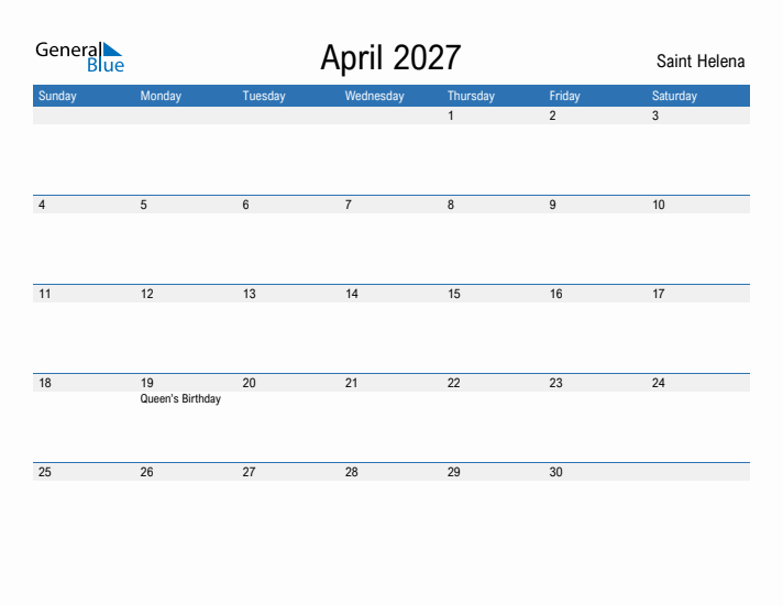 Fillable April 2027 Calendar