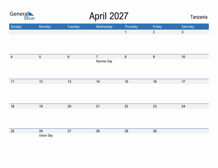 Fillable April 2027 Calendar