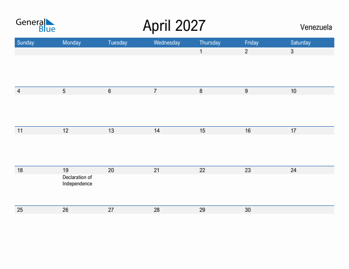 Fillable April 2027 Calendar