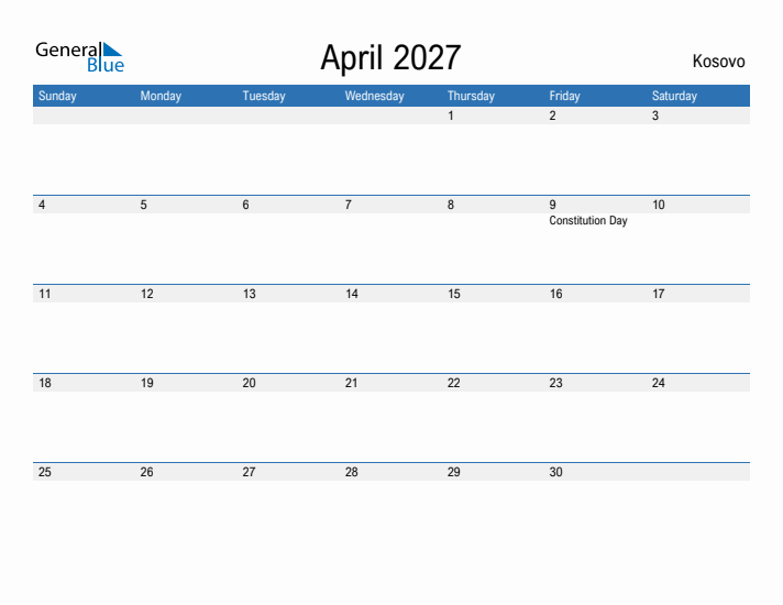 Fillable April 2027 Calendar