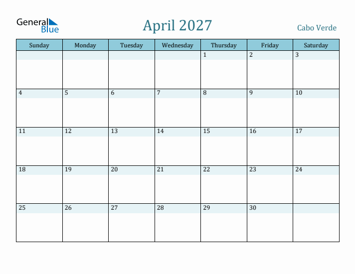 April 2027 Calendar with Holidays