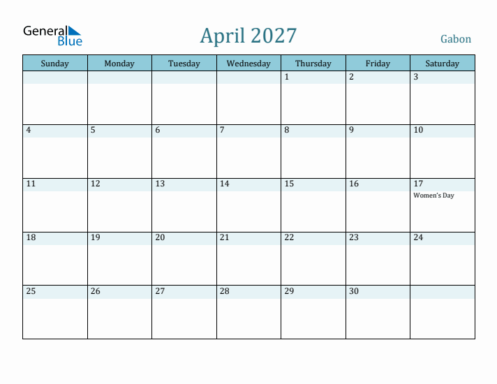 April 2027 Calendar with Holidays