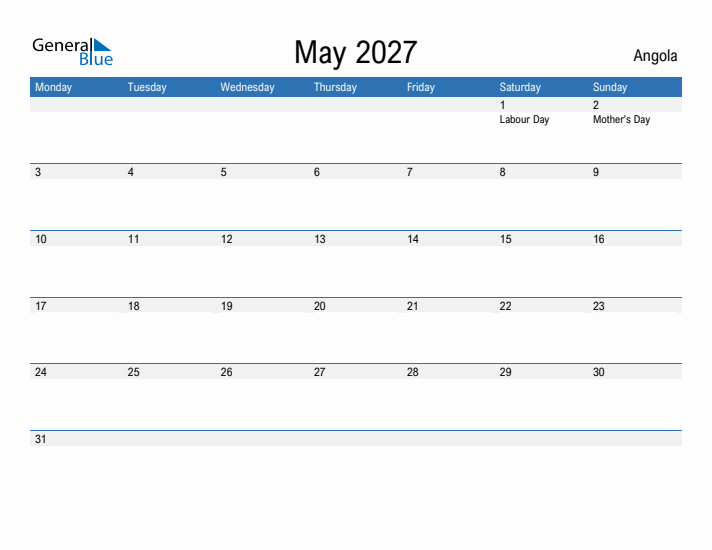 Fillable May 2027 Calendar