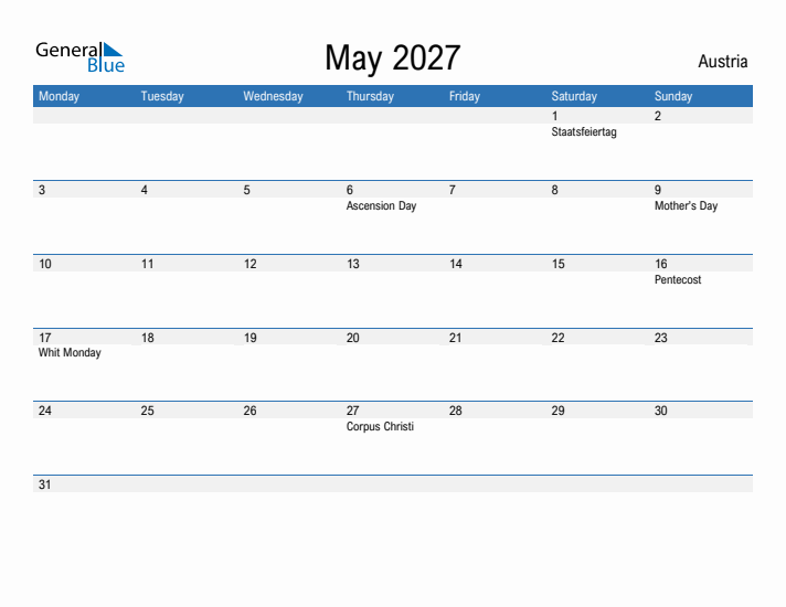 Fillable May 2027 Calendar