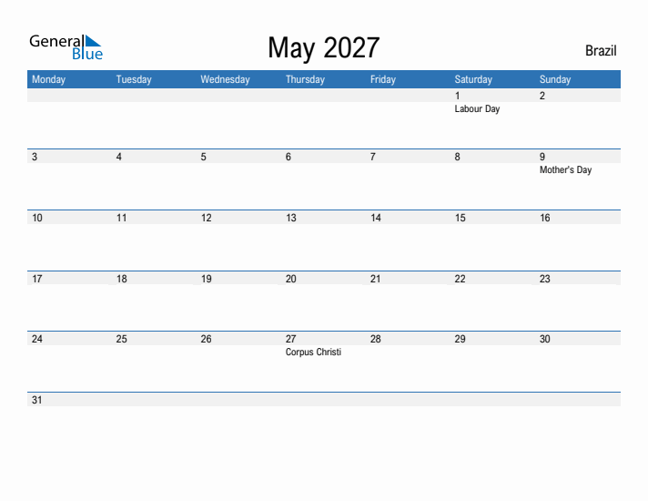 Fillable May 2027 Calendar