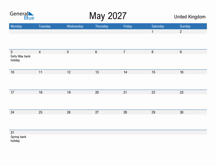 Fillable May 2027 Calendar