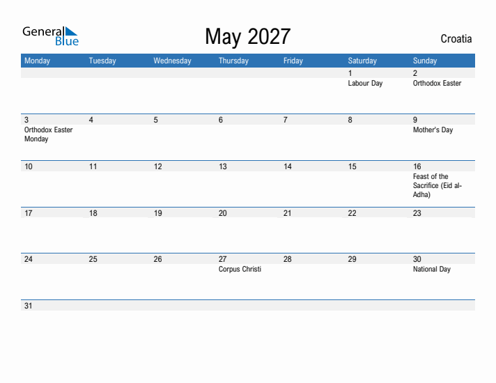 Fillable May 2027 Calendar