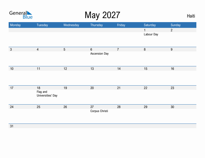 Fillable May 2027 Calendar