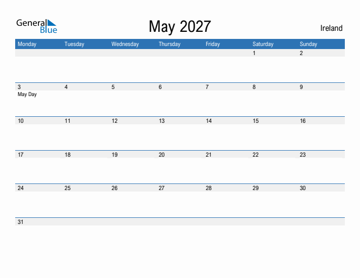 Fillable May 2027 Calendar