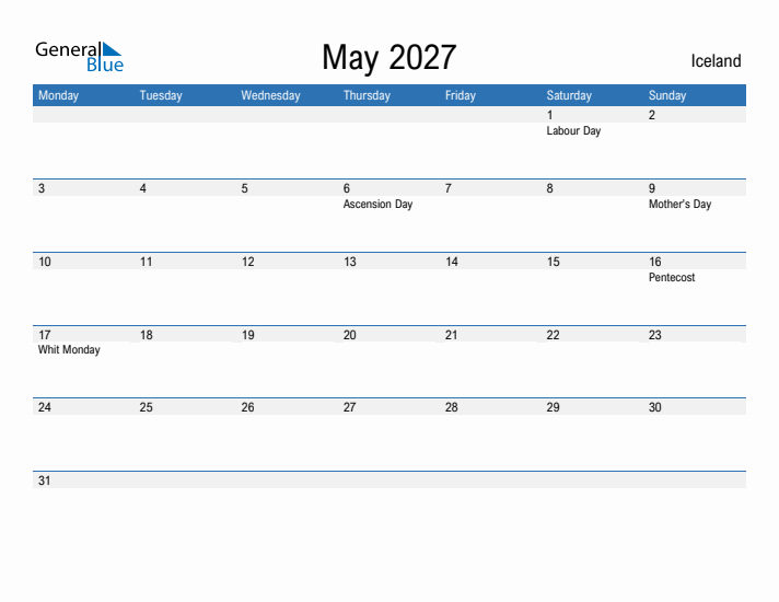 Fillable May 2027 Calendar