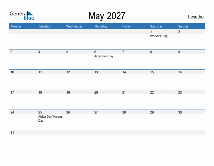 Fillable May 2027 Calendar