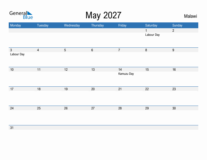 Fillable May 2027 Calendar