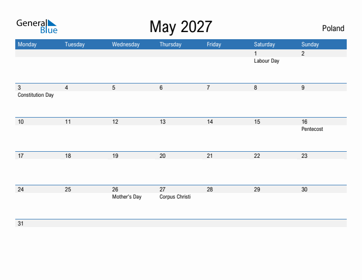 Fillable May 2027 Calendar