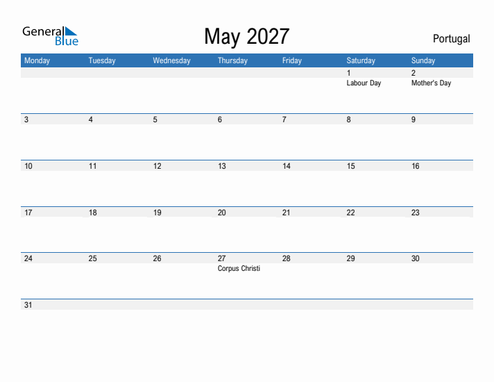 Fillable May 2027 Calendar