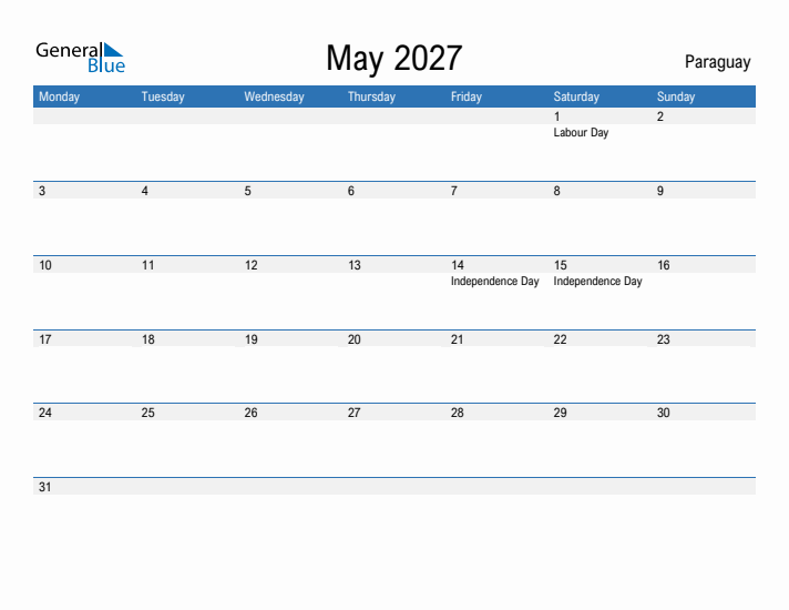 Fillable May 2027 Calendar