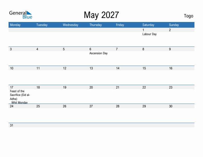 Fillable May 2027 Calendar