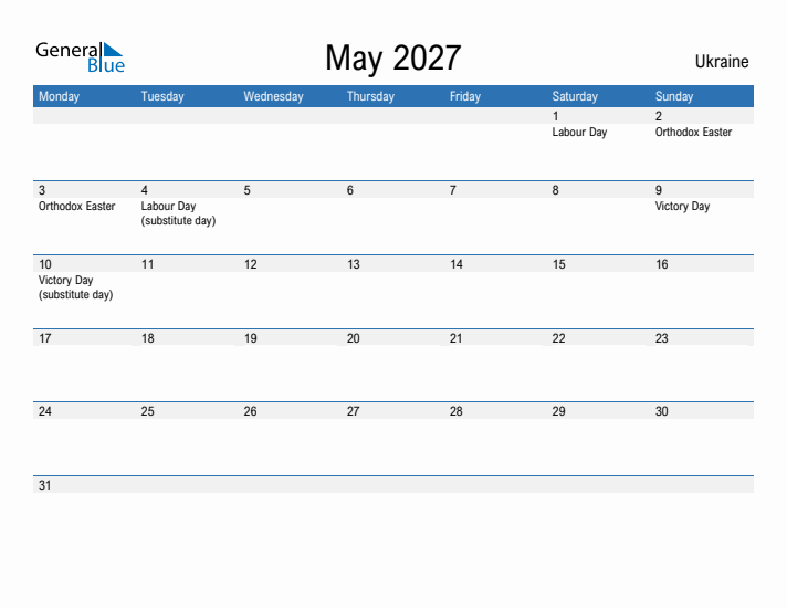 Fillable May 2027 Calendar