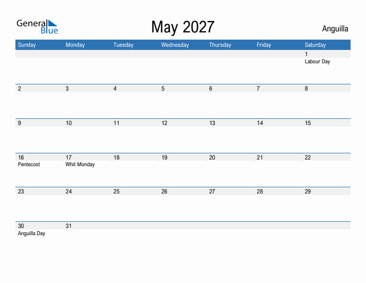 Fillable May 2027 Calendar