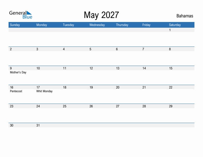 Fillable May 2027 Calendar