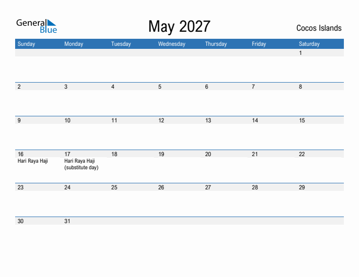 Fillable May 2027 Calendar