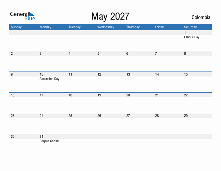 Fillable May 2027 Calendar