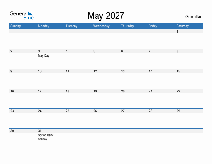 Fillable May 2027 Calendar