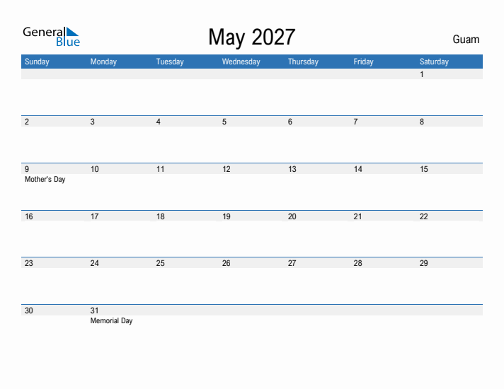 Fillable May 2027 Calendar