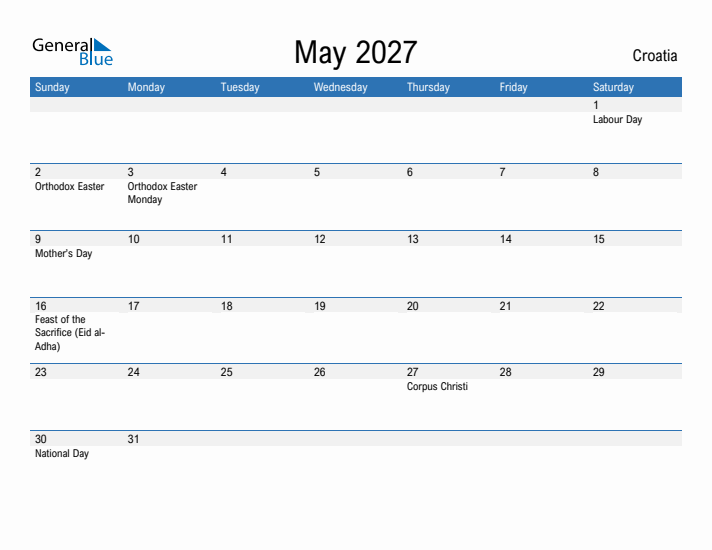 Fillable May 2027 Calendar