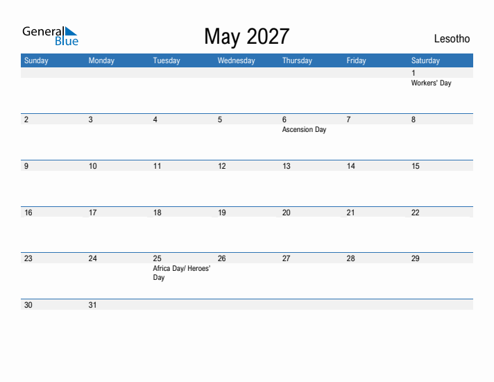 Fillable May 2027 Calendar