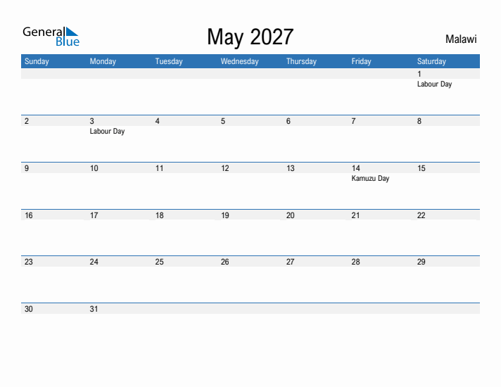 Fillable May 2027 Calendar