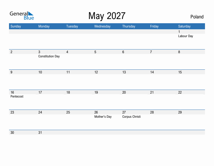 Fillable May 2027 Calendar