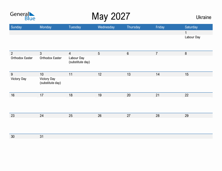 Fillable May 2027 Calendar