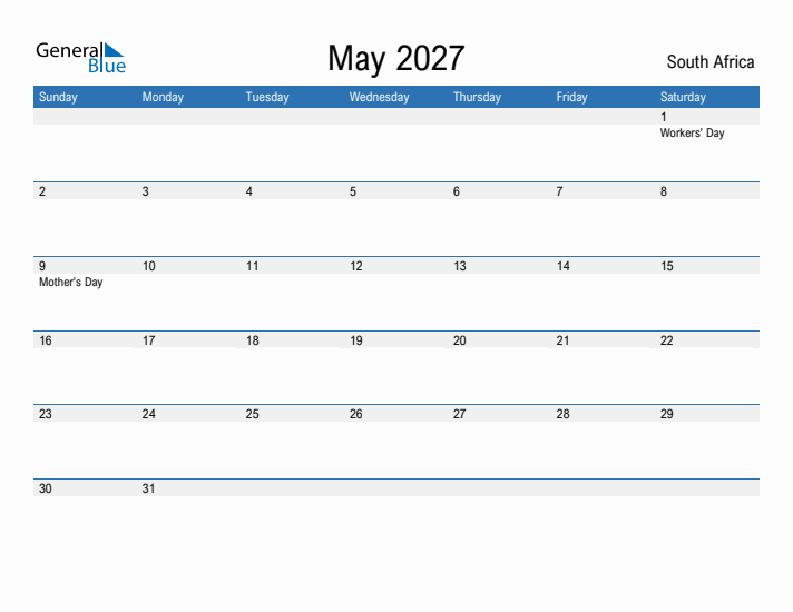 Fillable May 2027 Calendar