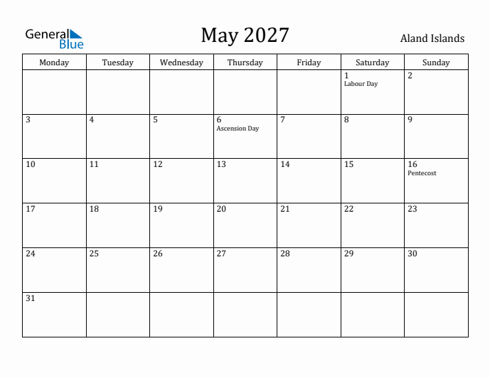 May 2027 Calendar Aland Islands