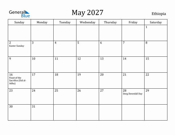 May 2027 Calendar Ethiopia