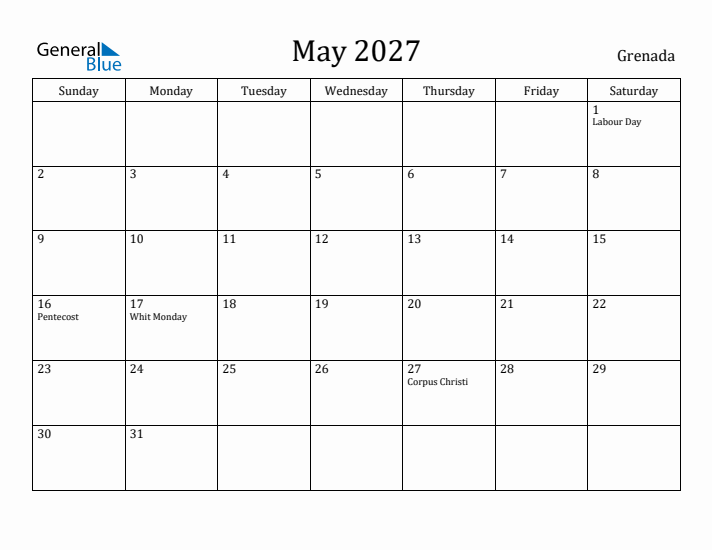 May 2027 Calendar Grenada