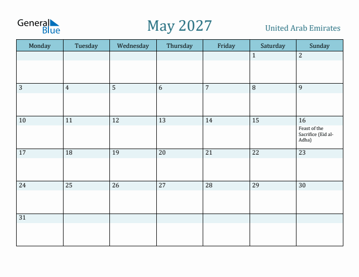 May 2027 Calendar with Holidays