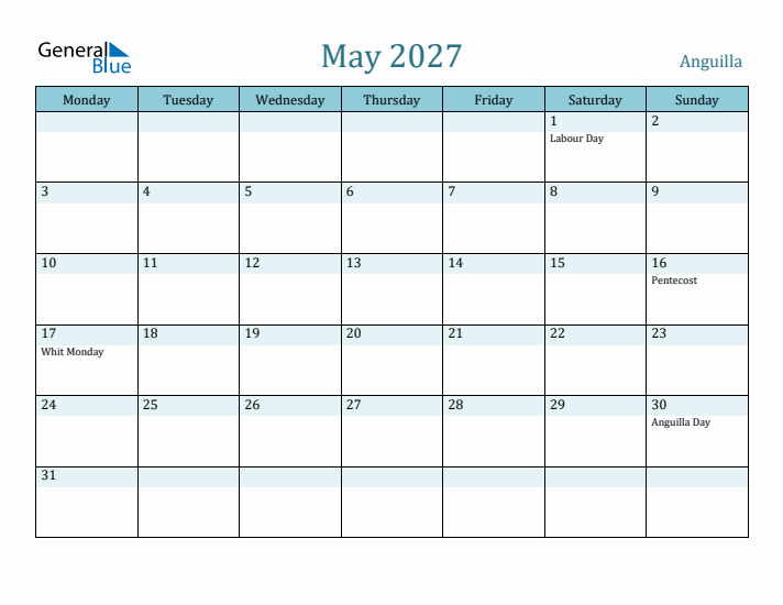 May 2027 Calendar with Holidays